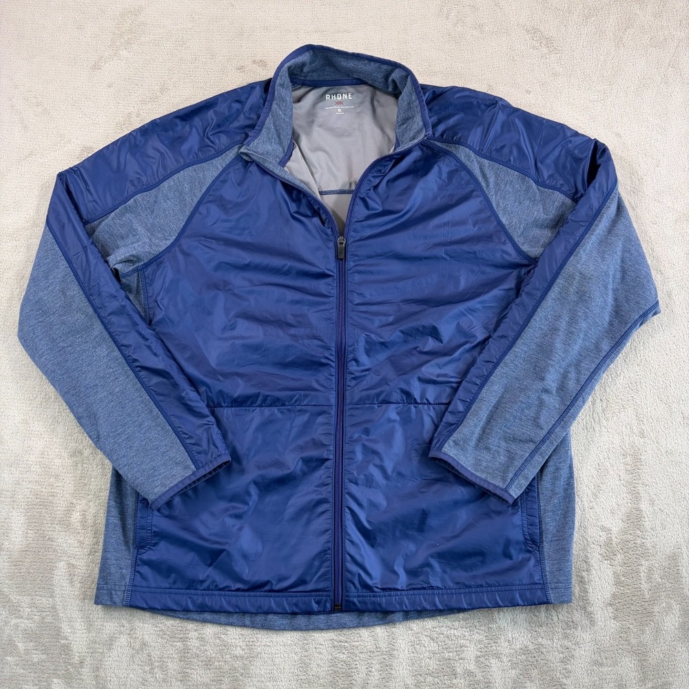 RHONE‎ Performance Tech Terry Jacket in Blue Men XL Full Zip Active Running Gym
